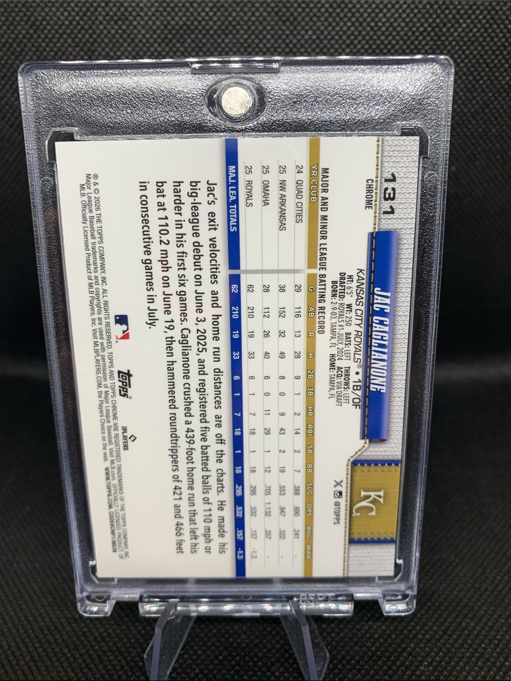 KC Royals Jac Caglianone Topps Chrome Silver Rookie Card Pristine In Case - Picture 6 of 6